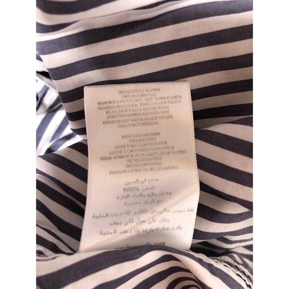 Equipment Dress Striped Pleated Long Sleeve Collared Shirtdress Mini Blue Large - Picture 12 of 13